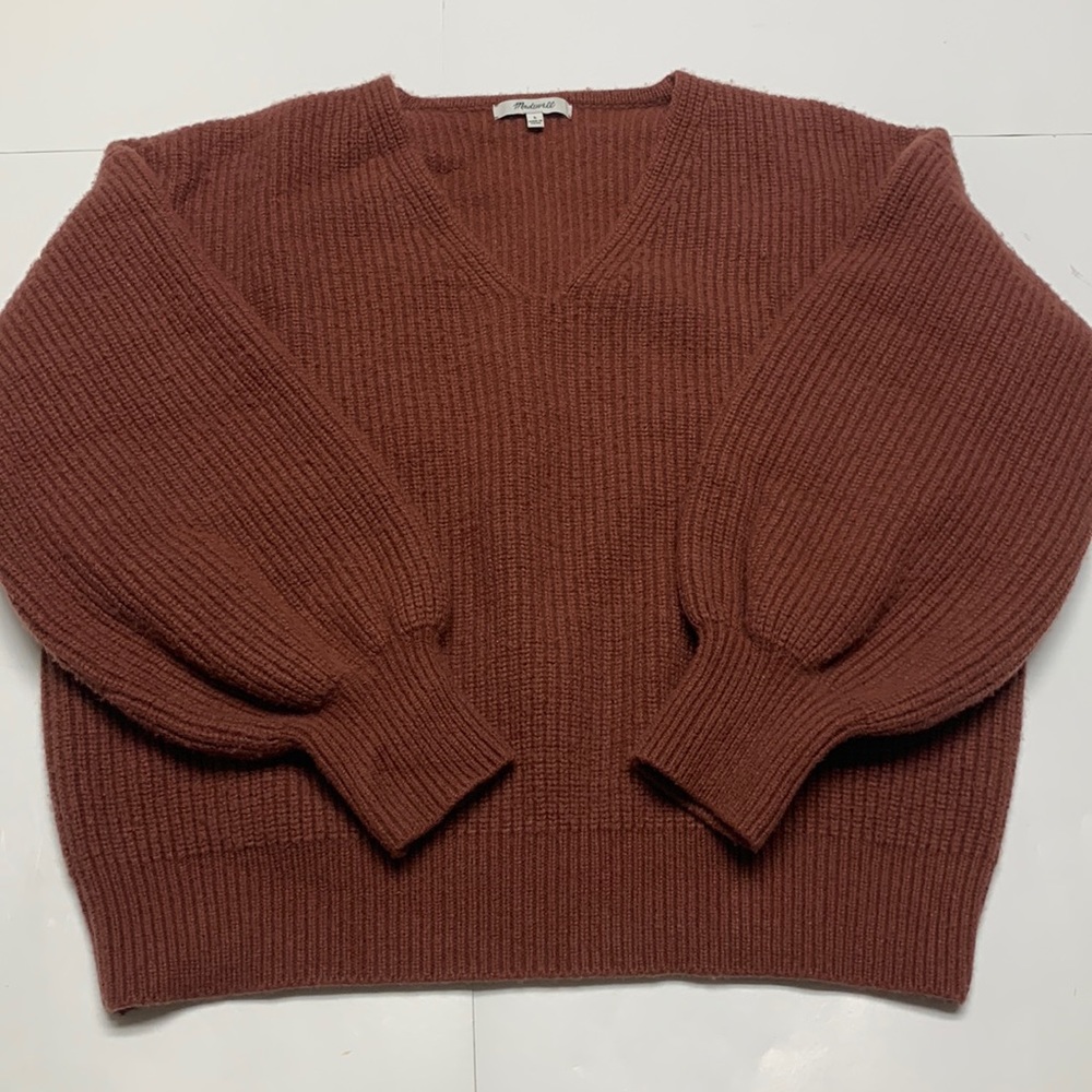 Women's V-Neck Sweater - Brown - Picture 2 of 8